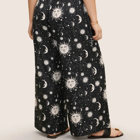NWT-BloomChic Black Sun and Moon Wide-Leg Pants (plus size 26) - Picture 5 of 8